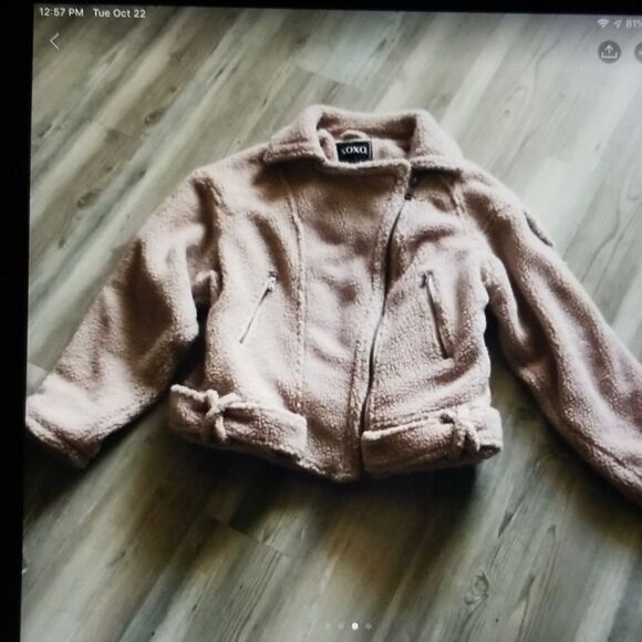 Dusty Rose Faux Fur Shaggy Moto Jacket - Picture 3 of 4